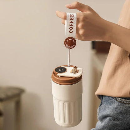 Intelligent Digital LED Temperature Display Coffee Cup, Stainless Steel Thermos Bottle, Keeps Cold and Heat Mug.
