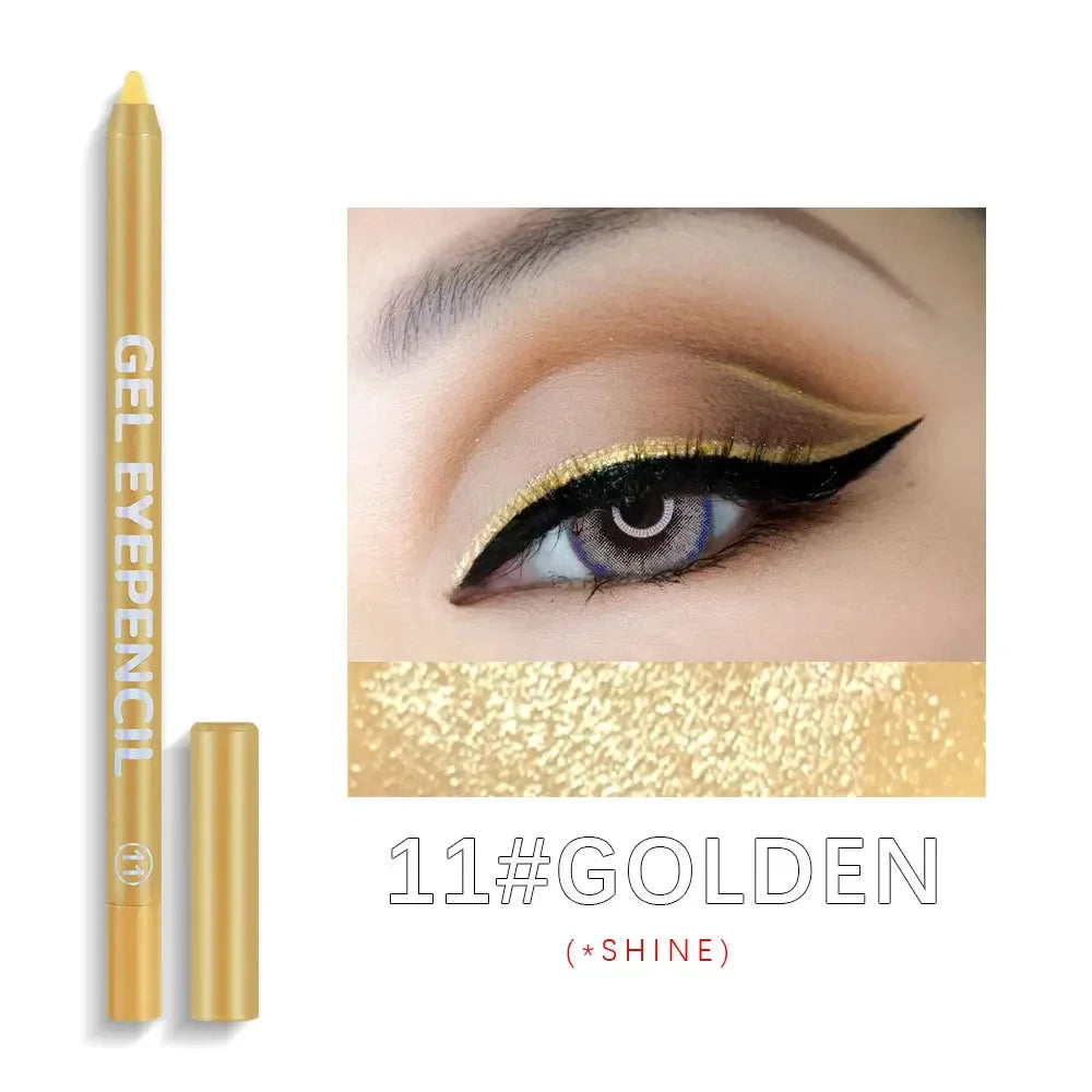 12 Colors Shine Pearlescent Eyeliner Pencil Waterproof Eyeliner Gel Pen