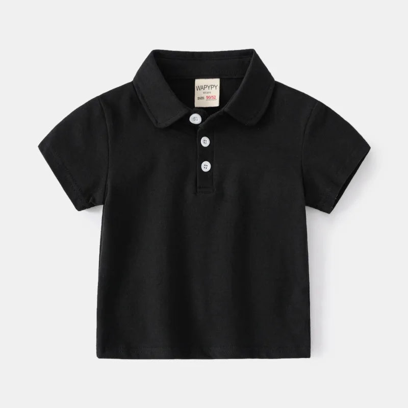 Boys Cotton Polo Shirts Children Kids Girl T shirt 2025,White Solid ColorTops