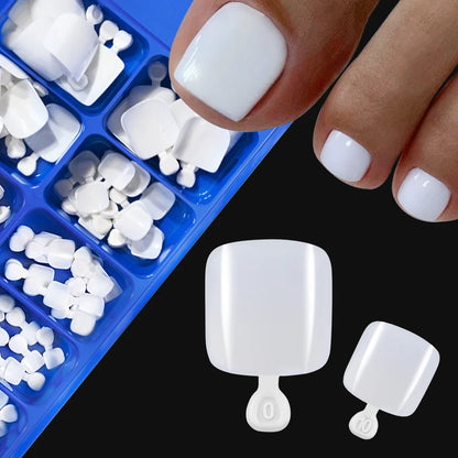 100PCS Short Square False Toenail Tips, Full Cover Acrylic Nail Art.