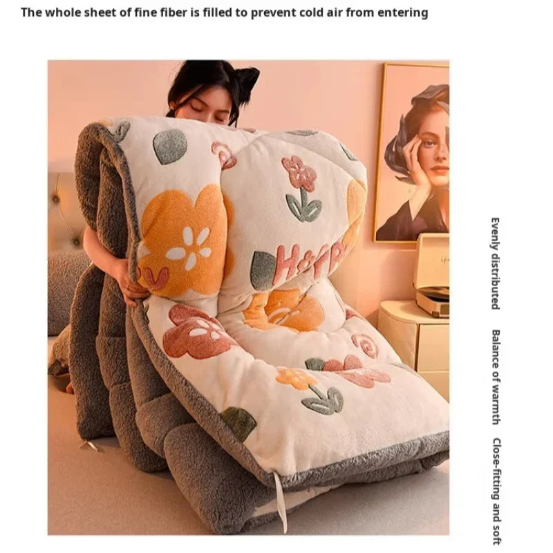 Lamb Fleece Blanket Winter Comforter, Thickened Quilts Double-sided Velvet.