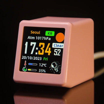 Geek Magic Ultra Smart WiFi Weather Forecast Station, Clock for Desktop photo Album with Gif Animation.