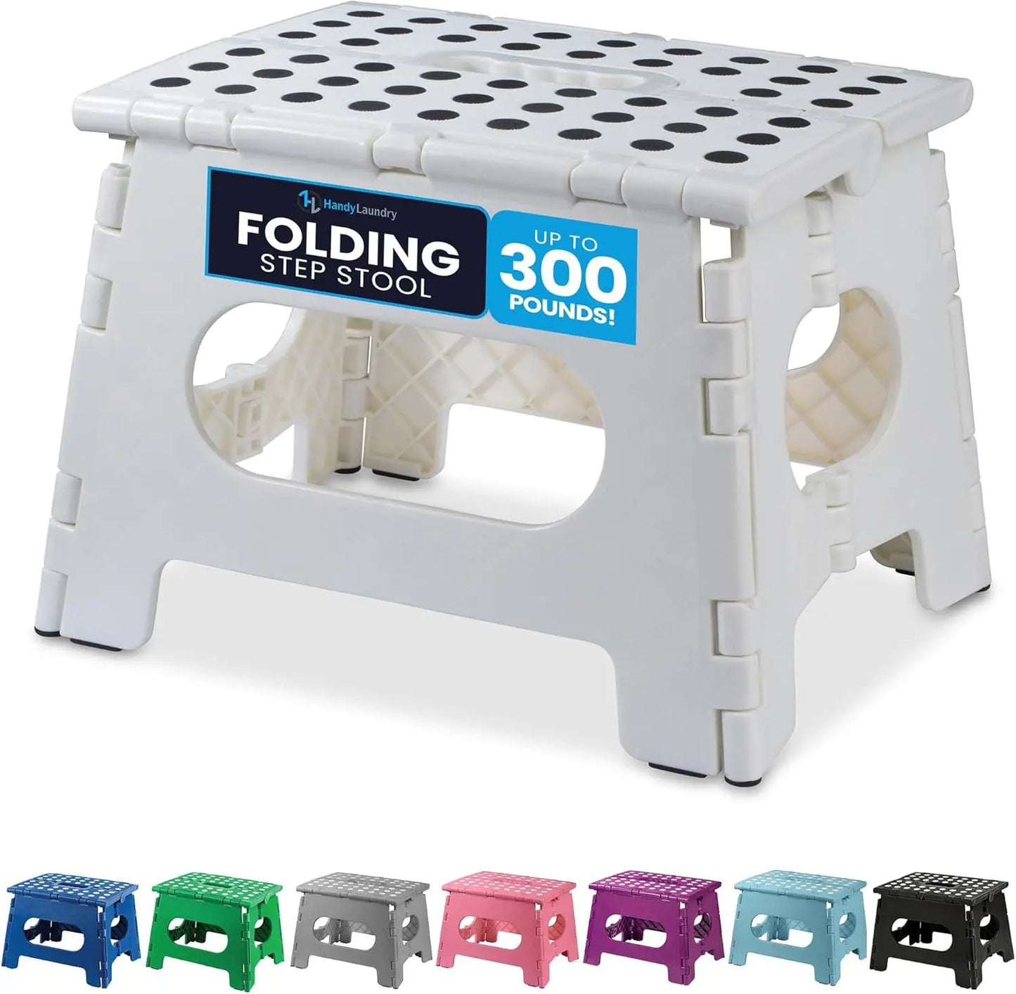 Folding Step Stool with 9 Inch Height (Pack of 1),Holds Up to 300 lbs.