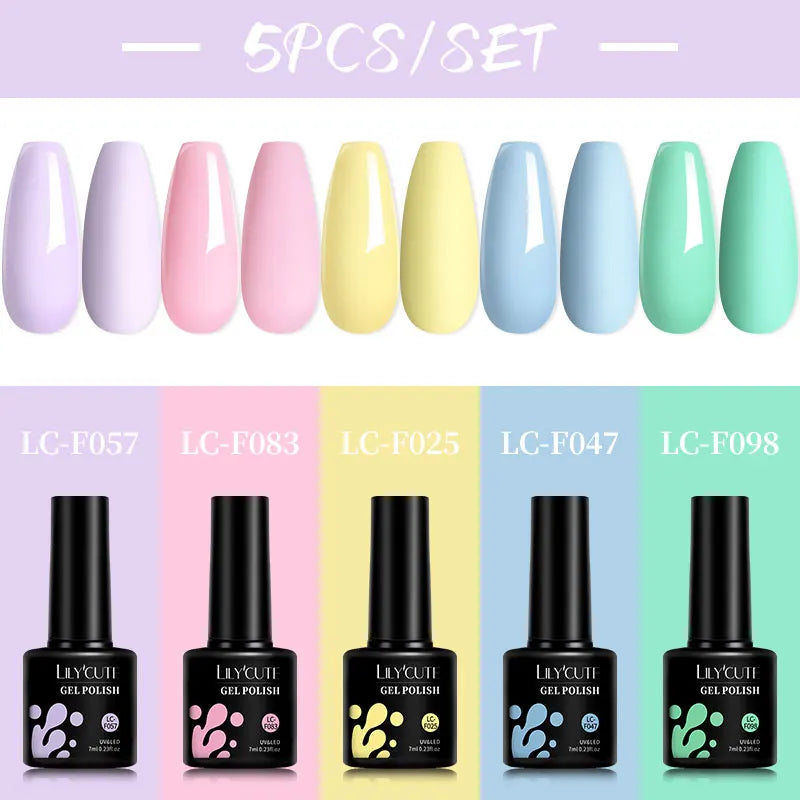 LILYCUTE 4/5Pcs/Set 7ML Nude Pink Gel Nail Polish, and Translucent Jelly Nail Art Gel, Semi Permanent Design Manicure Set.