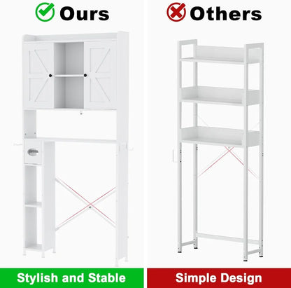 32"W Over The Toilet Storage Cabinet, with Metal Frame and 7 Storage Shelves.