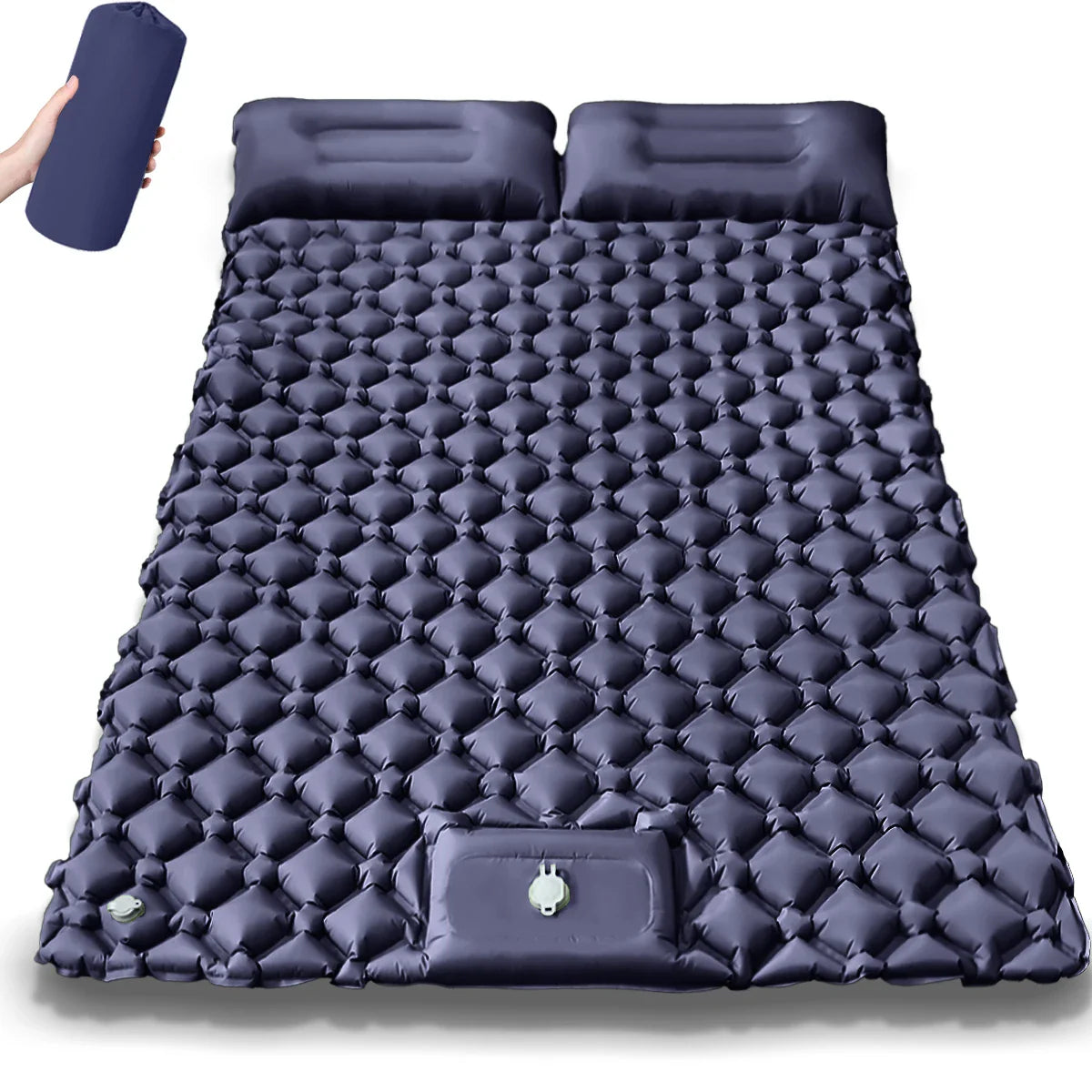 Double Air Mattress Camping Blow Up Bed w/Built-in Pump, Waterproof Portable Thickened for Outdoor Travel.