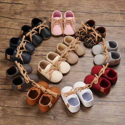 Baby Mid Top Sneakers - Classic Solid Color Casual Sneakers,  Non slip Rubber Sole, Beginner's Children's Shoes.