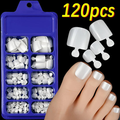100PCS Short Square False Toenail Tips, Full Cover Acrylic Nail Art.