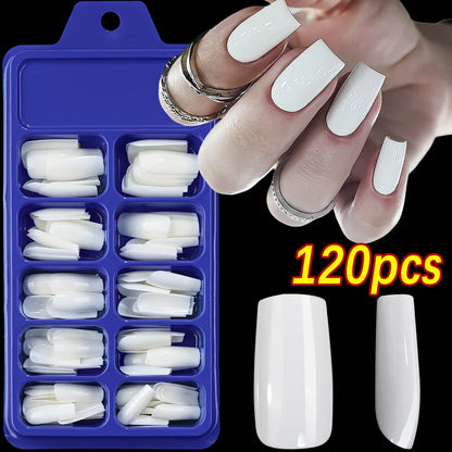 120Pcs Red Short Square Fake Nails  Full Cover Press on Acrylic Fingertip.
