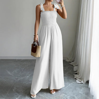 Summer Fashion Women's Suspender Jumpsuits Casual  Sleeveless with Pocket