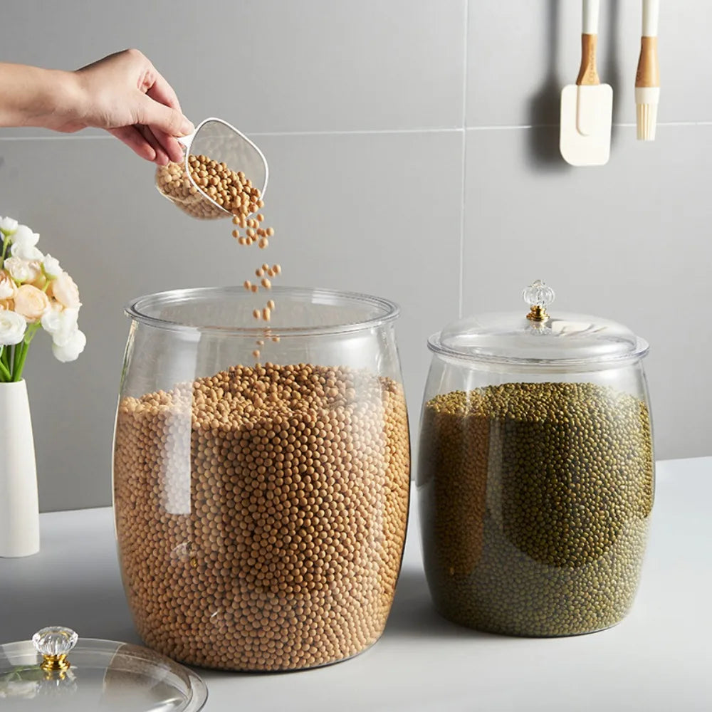 Flour Grains Sealed  Kitchen Organizer with Lid, Plastic Wide Mouth Candy, Cookie, Nuts Storage Jar.
