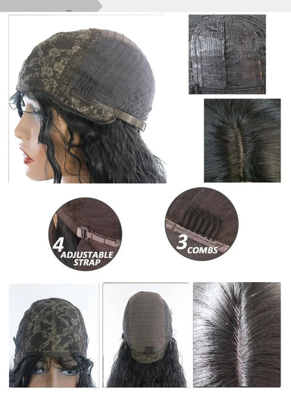 26" Black Long Kinky Curly Machine Wig | 180% Density | Heat-Friendly Daily Use Wig