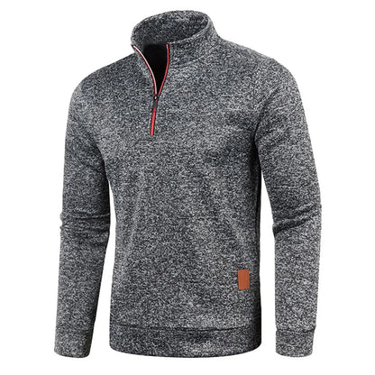 Men Sweatshirts Thicker Half Zipper, Pullover Solid Color Turtleneck.