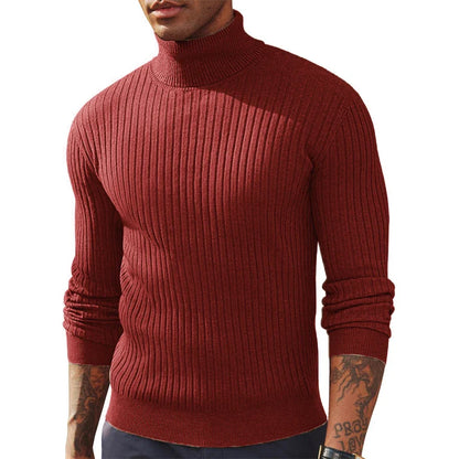 Autumn Men Slim Fit Long Sleeve Turtleneck Sweater Knitted Pullover.