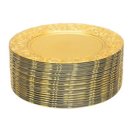 Plates 100-Piece Set Round Reusable Serving Plates, Gold, Black, Silver, Green