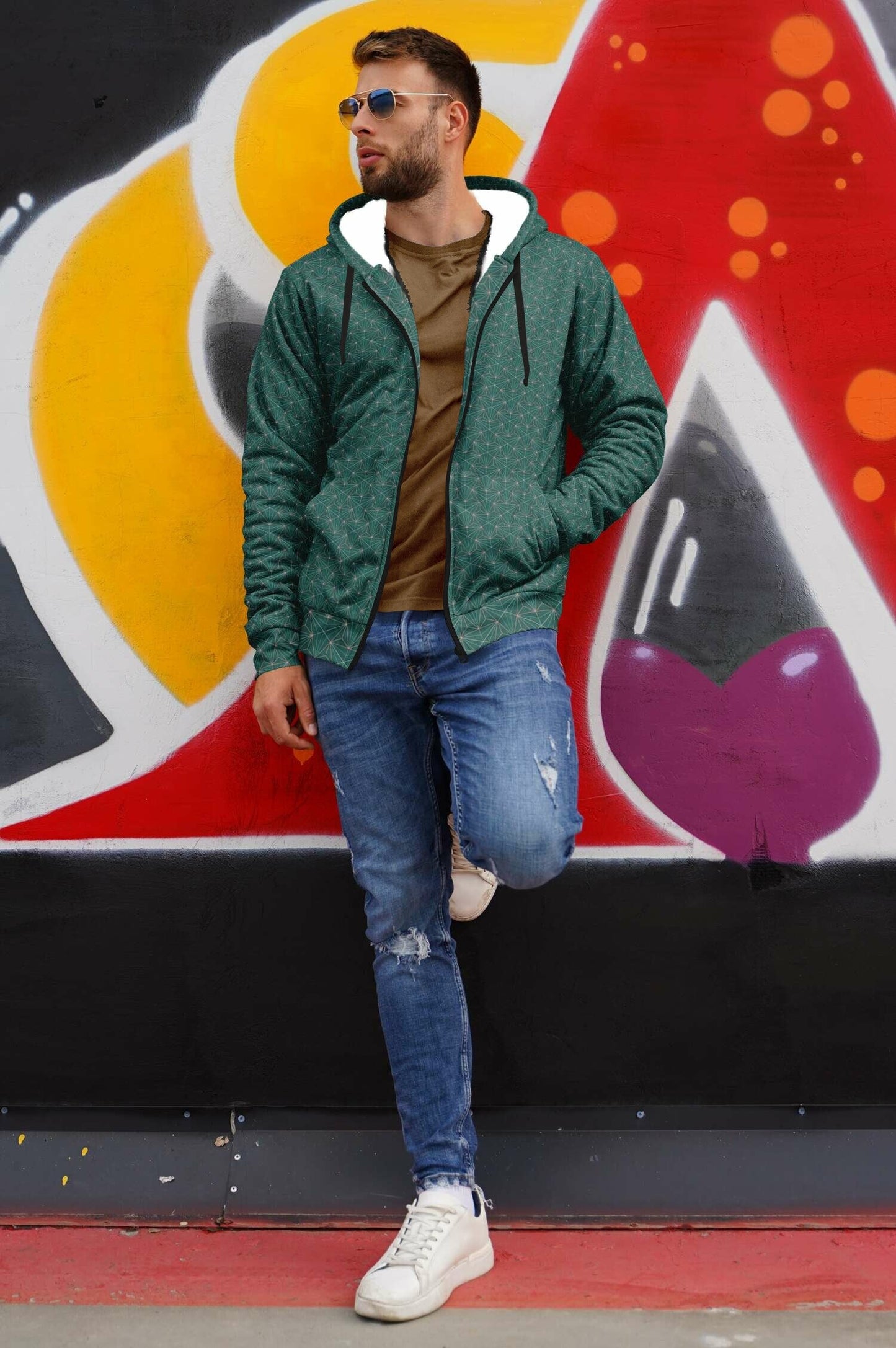 Turquoise Sacred Connections Premium Sherpa Lined Zip Hoodie