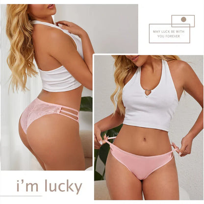 3PC/Set Women Sexy Floral Lace Panties, Low Rise Hollow Out Briefs, Transparent Female Elastic Straps Soft Lingerie.