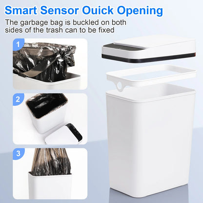 2 Pack 12L Bathroom Automatic Trash Cans  Motion Sensor