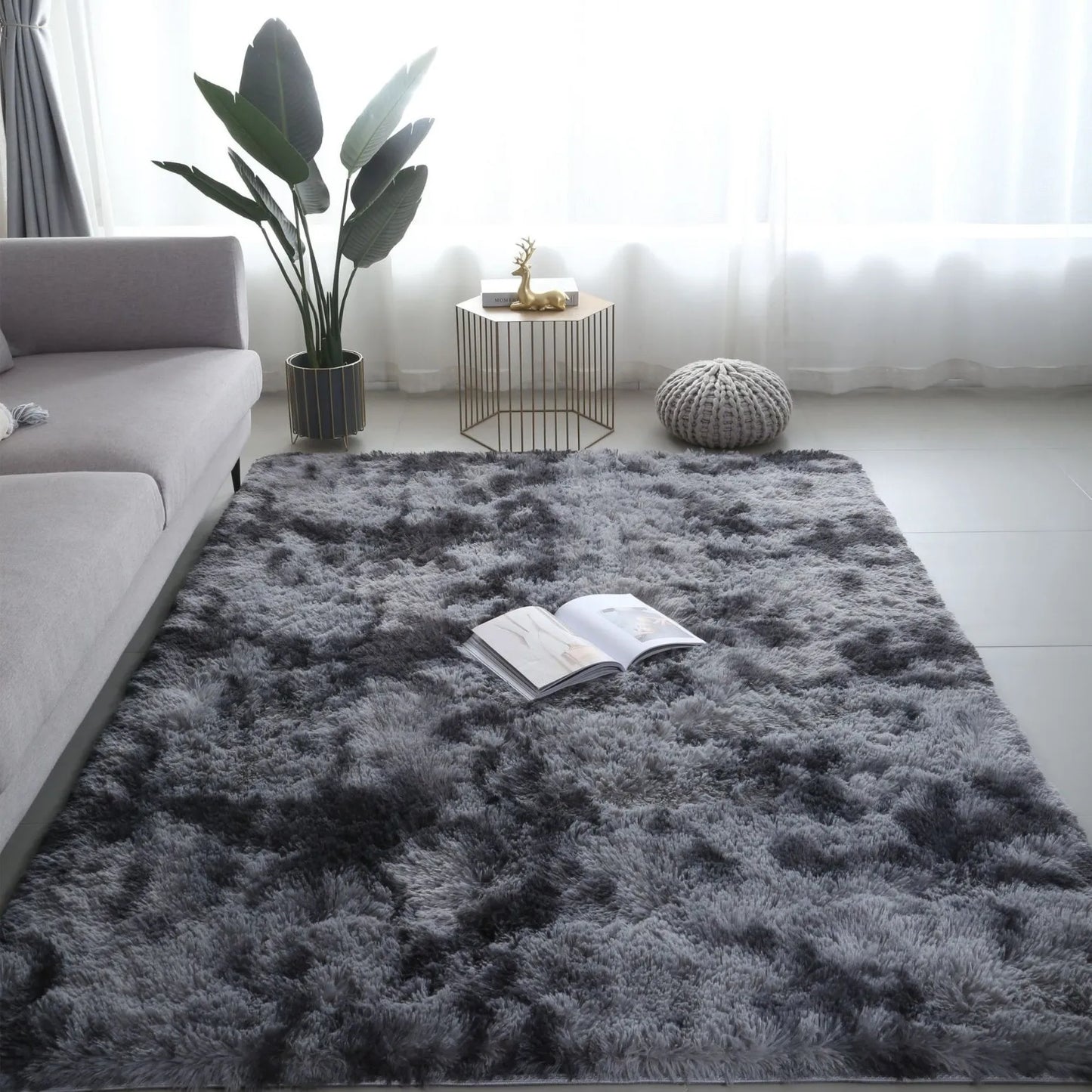 VIKAMA Tie-dyed Fluffy Carpets For Living Room Decor.