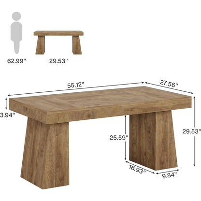 Executive Desk, Modern Home Office Desk with Trapezoid Base, Wood Computer Desk Workstation Small Conference Table.