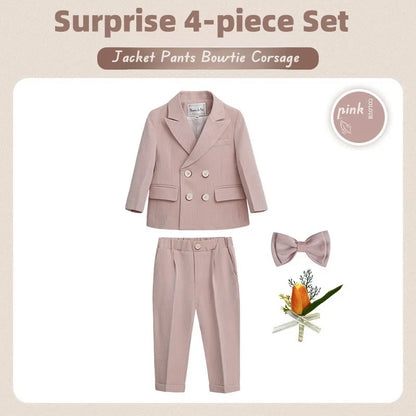 Boys Light Blue Sophisticated Double Breasted 2 Piece Suit Jacket Trousers.