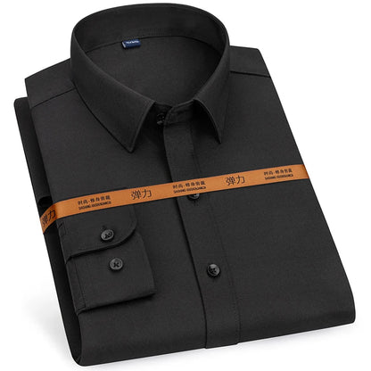 Men Solid Color Business Shirt Formal Fashion, Thin Classic White Long Sleeve Shirt.