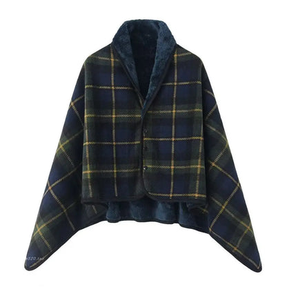 Winter Wearable Shawl Blanket, Warm Flannel Casual Office Blanket, with Button.
