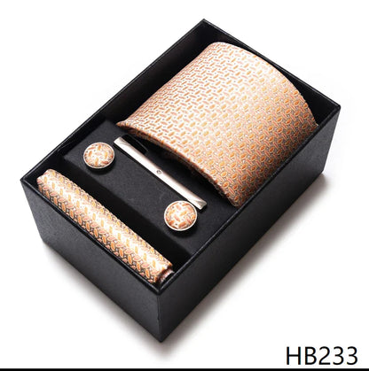 8 cm Wide Tie Sets Blue Solid Men's Neck Tie Handkerchief Cufflinks Clip Gift Silk Handmade