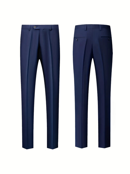 Men 3pcs Suit Set, Jacket + Vest + Pants, Fashionable High-Quality, Formal Attire.