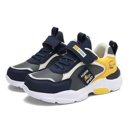 Autumn and Winter Children's Shoes, Boys' Sneakers, Leather Surface, Non-Slip, Versatile Sports Shoes.