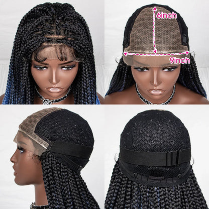 36" Water Wave Braided Wig | Lace Front | Baby Hair | Long Braids