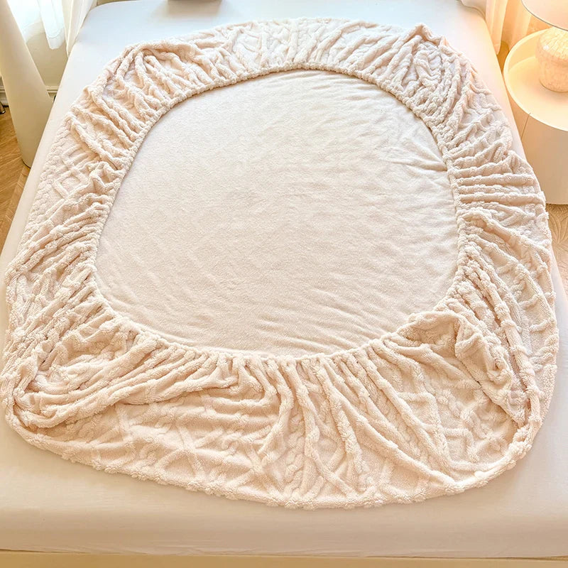 1pc Winter Warm Bed Sheet with Elastic Band Single/Queen/King Mattress Cover.