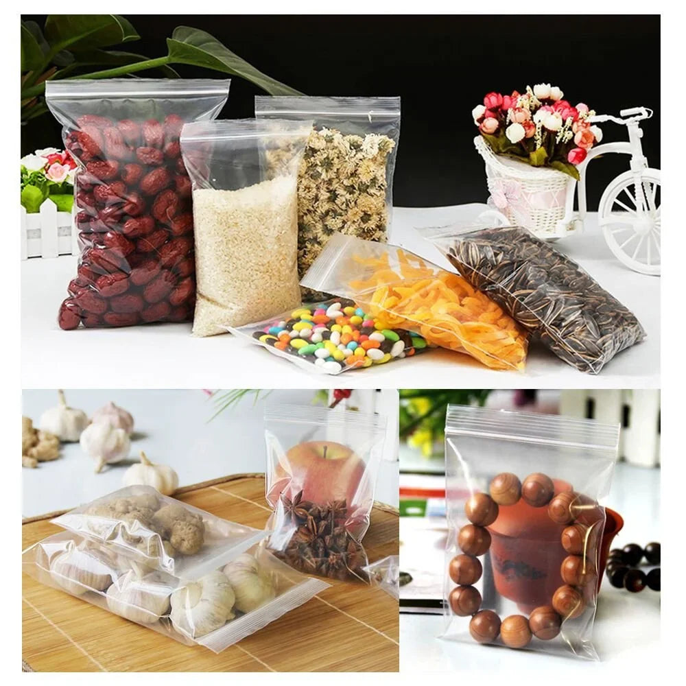 100 Pcs/Pack Small Zip Lock Plastic Bags recloseable Storage Bag  Clear Bags