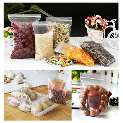 100 Pcs/Pack Small Zip Lock Plastic Bags recloseable Storage Bag  Clear Bags