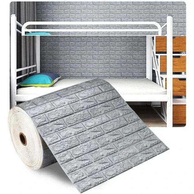 3D Self-Adhesive Wallpaper, 70cm*1/5/10m , Waterproof Brick Wall,  Living Room, Bedroom, Children's Room Home Decor
