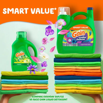 Odor Defense Liquid Laundry Detergent Super Fresh Blast Scent, HE Compatible, 107 Loads 154 fl oz,Laundry Detergent