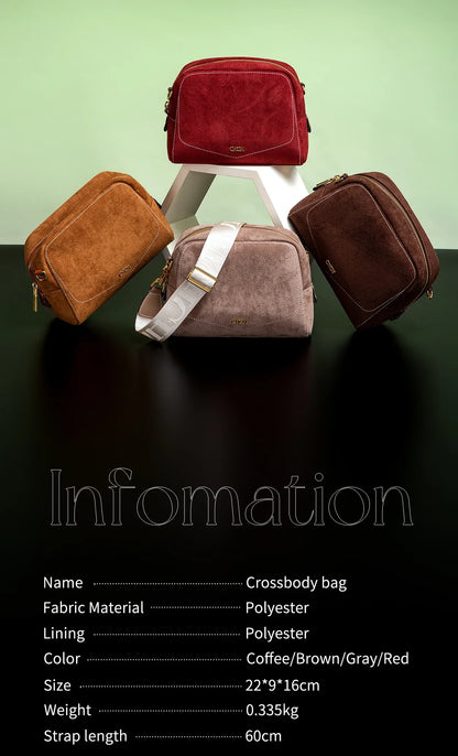 Women's Crossbody Bag Autumn/Winter Collection | Anti-Velvet Wine Red Shoulder Bag (Square Tote Christmas Gift)