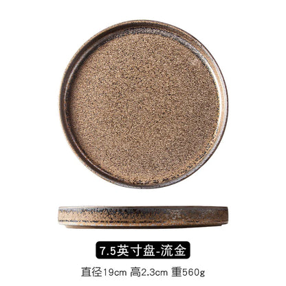 Ceramic household dish Ceramic dumpling plate ins high appearance level Western plate Japanese round tray