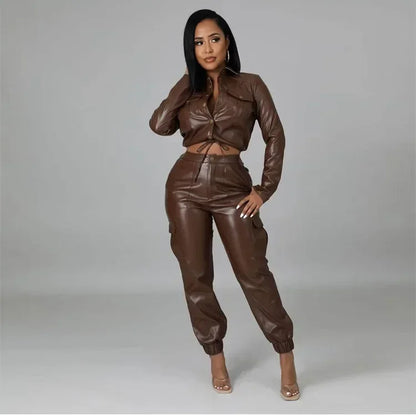 Two Piece Long Sleeve Cardigan Hidden Breasted Solid Zipper Fly Pencil Pants Slim Fit .