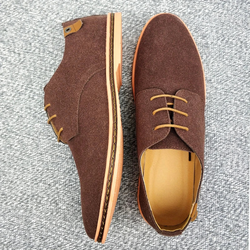2024 Spring Suede Leather Men Shoes, Oxford Casual Shoes Classic Sneakers Comfortable Footwear.