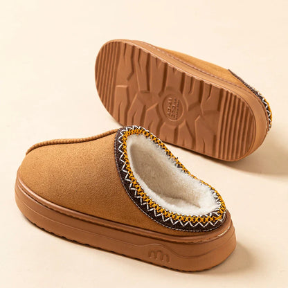 Women's Slippers Boots Fashion, Fuzzy Fur Anti-slip Soft Sole.