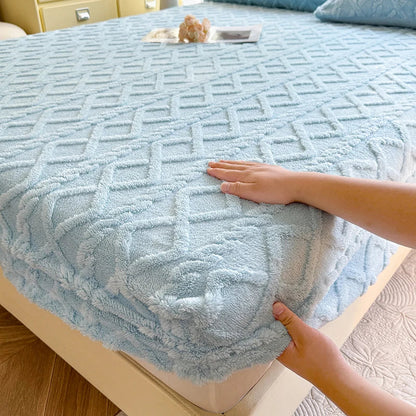 1pc Winter Warm Bed Sheet with Elastic Band Single/Queen/King Mattress Cover.