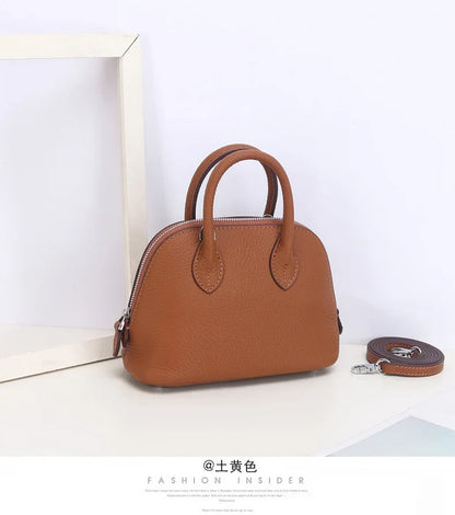 Shell Bag Women's Messenger Bag | Cow Leather Simple Shoulder Bag & Fashion Ladies Classic Handbag (Small Mobile Phone Crossbody Bag)