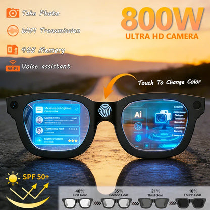 2026 Smart Glasses, HD Photo Video Open AI Record, Translation, Touch Photochromic Lenses, Bluetooth Call ,Music Multifunction Glasses.