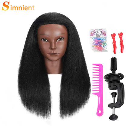 Female African Mannequin Head With 100% Real Hair, For Styling Braiding.