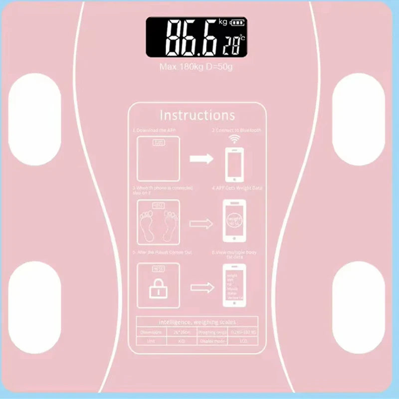 Smart Body Fat Scale Wireless LED Digital Bathroom Weight Scale, Body Composition Analyzer Testing Scale.