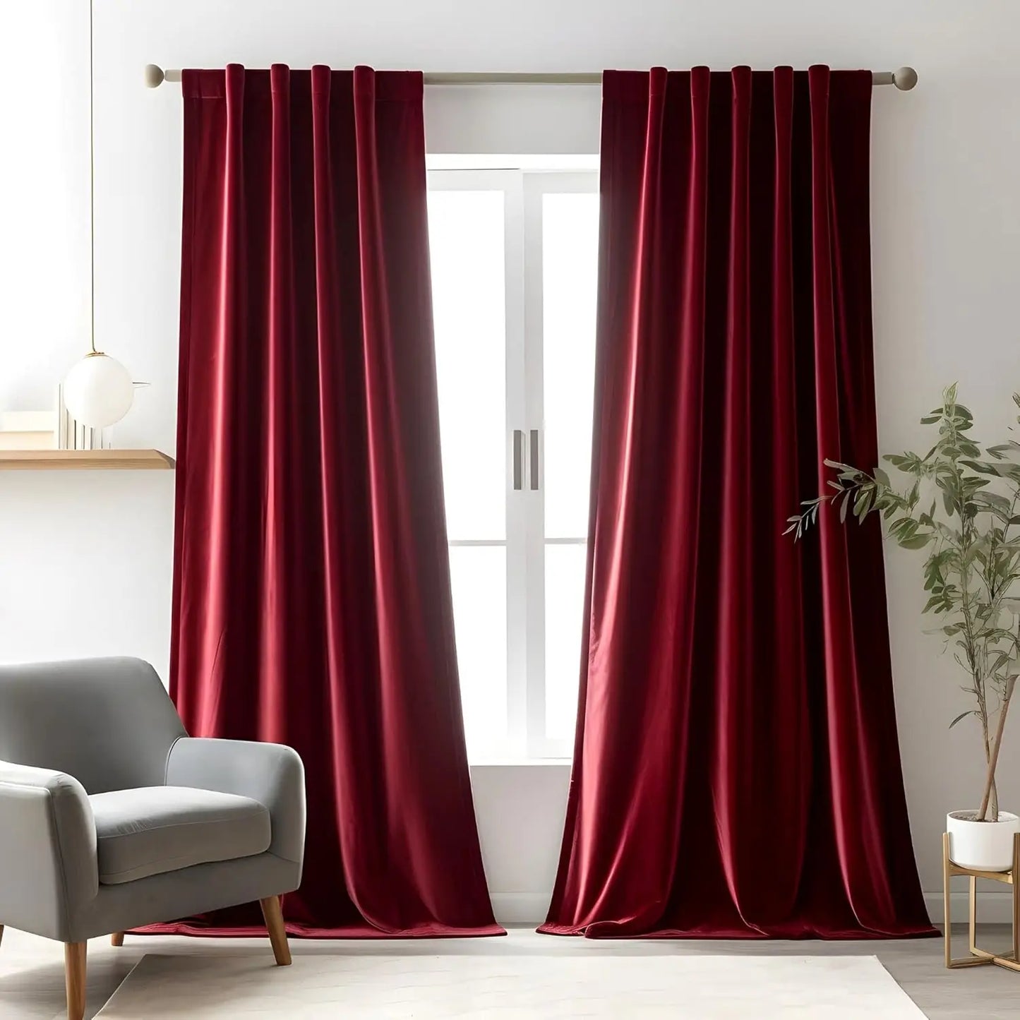 1pc Burgundy Red Velvet Curtains 84 inches Long Luxury Room Darkening.