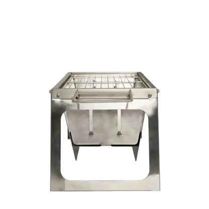 Stainless Steel Foldaway Charcoal Grill, Portable Outdoor BBQ, with Grate & Carry Bag, for Picnics & Camping Trips.