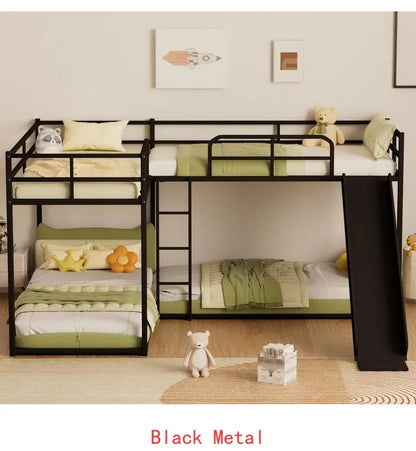 Triple Bunk Bed with Long & Short Ladder, Full-Length Guardrails, Easy Assembly, for Kids.