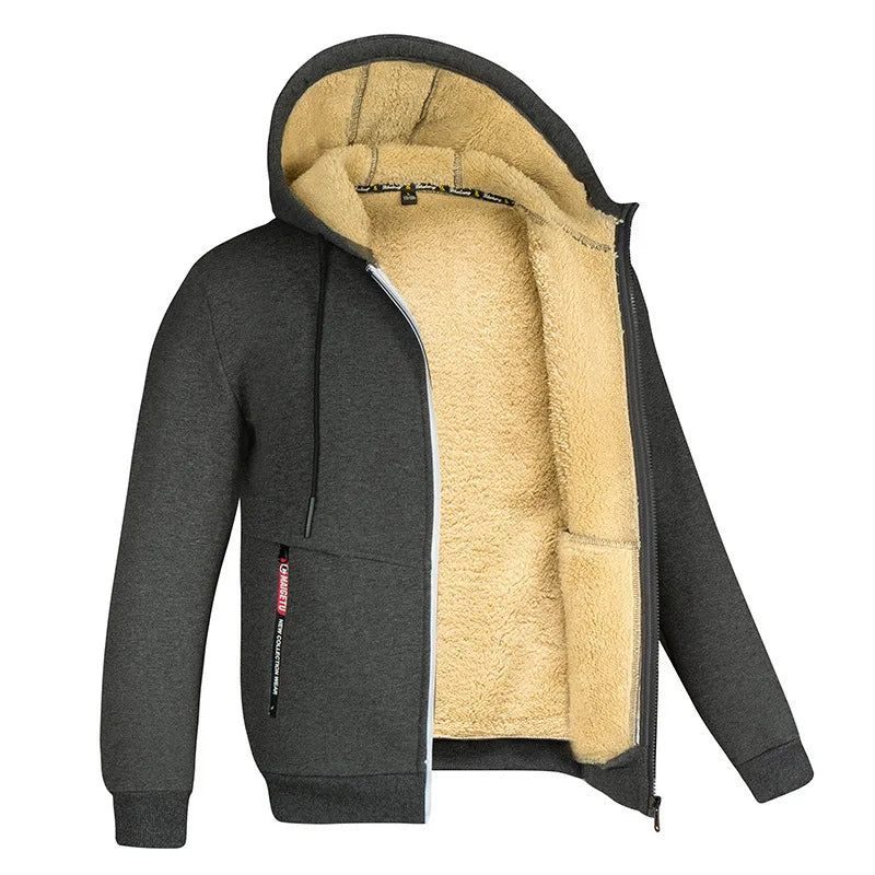 Men's Jacket Winter Camouflage Fleece Thicken Hooded Jackets, Casual Zip Up Hoodies Streetwear Coats.